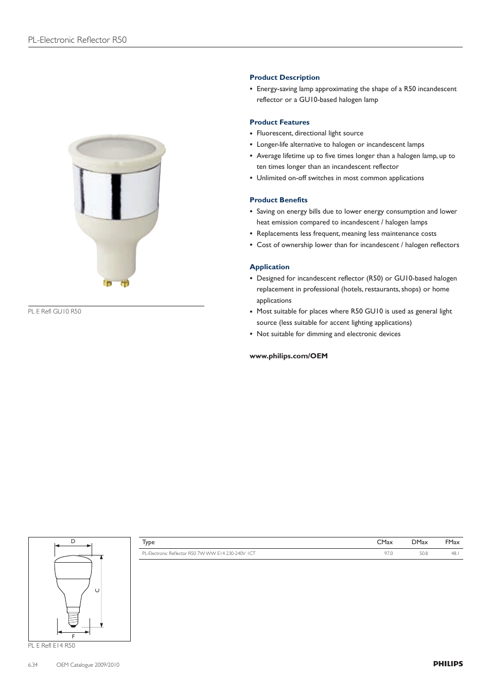 Pl-electronic reflector r50 | Philips Compact Fluorescent Lamp User Manual | Page 35 / 42