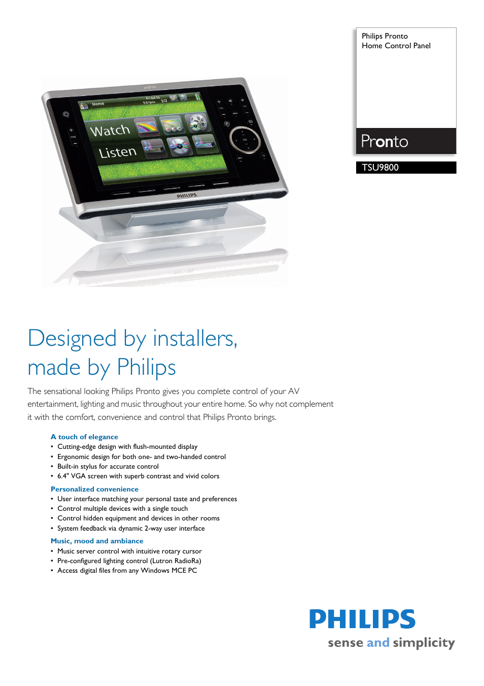 Philips TSU9800 User Manual | 2 pages