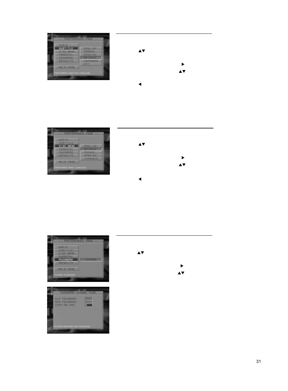 Password, Setup menu | Philips DVD762K User Manual | Page 30 / 37