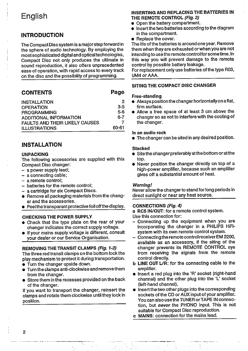 English | Philips CDC 486 User Manual | Page 2 / 10
