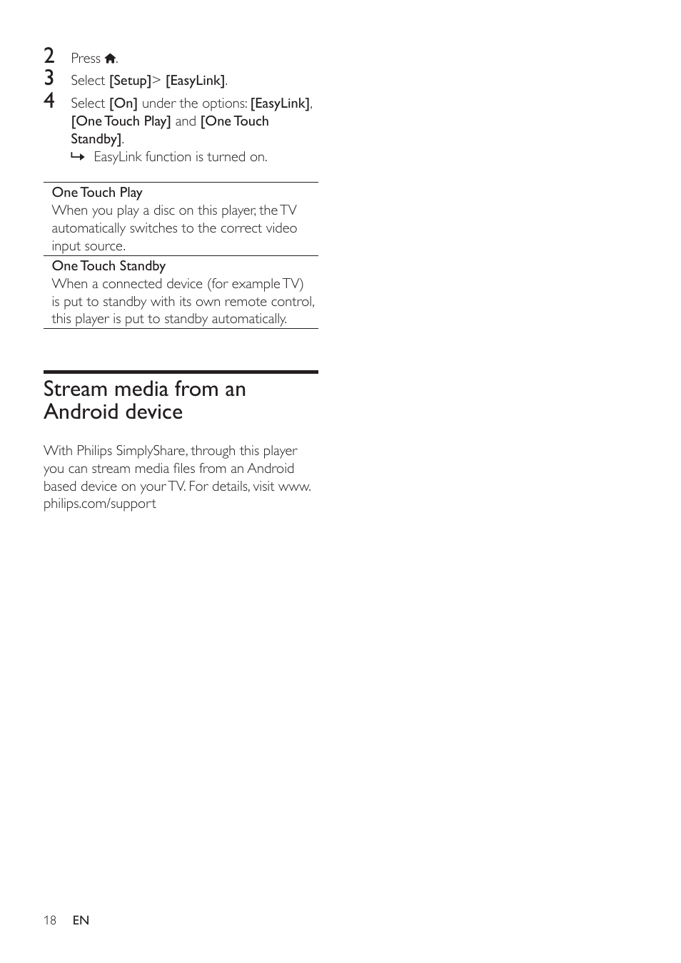 Stream media from an android device 18, Stream media from an android device | Philips BDP7700 User Manual | Page 18 / 30