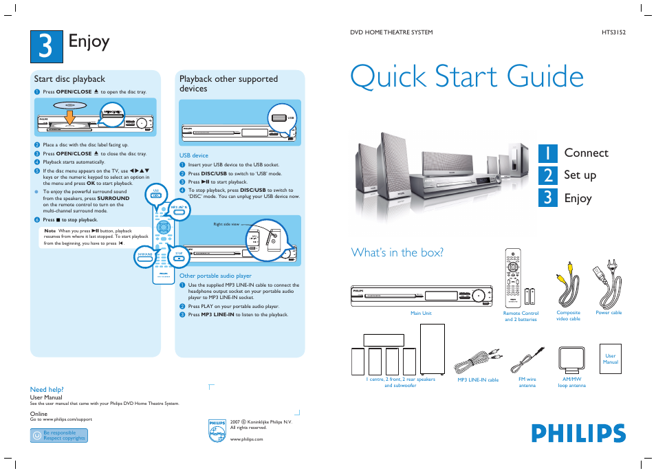 Philips HTS3152 User Manual | 2 pages