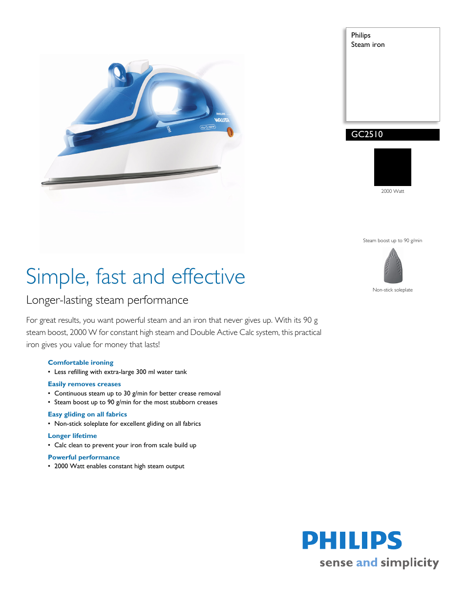 Philips GC2510 User Manual | 2 pages