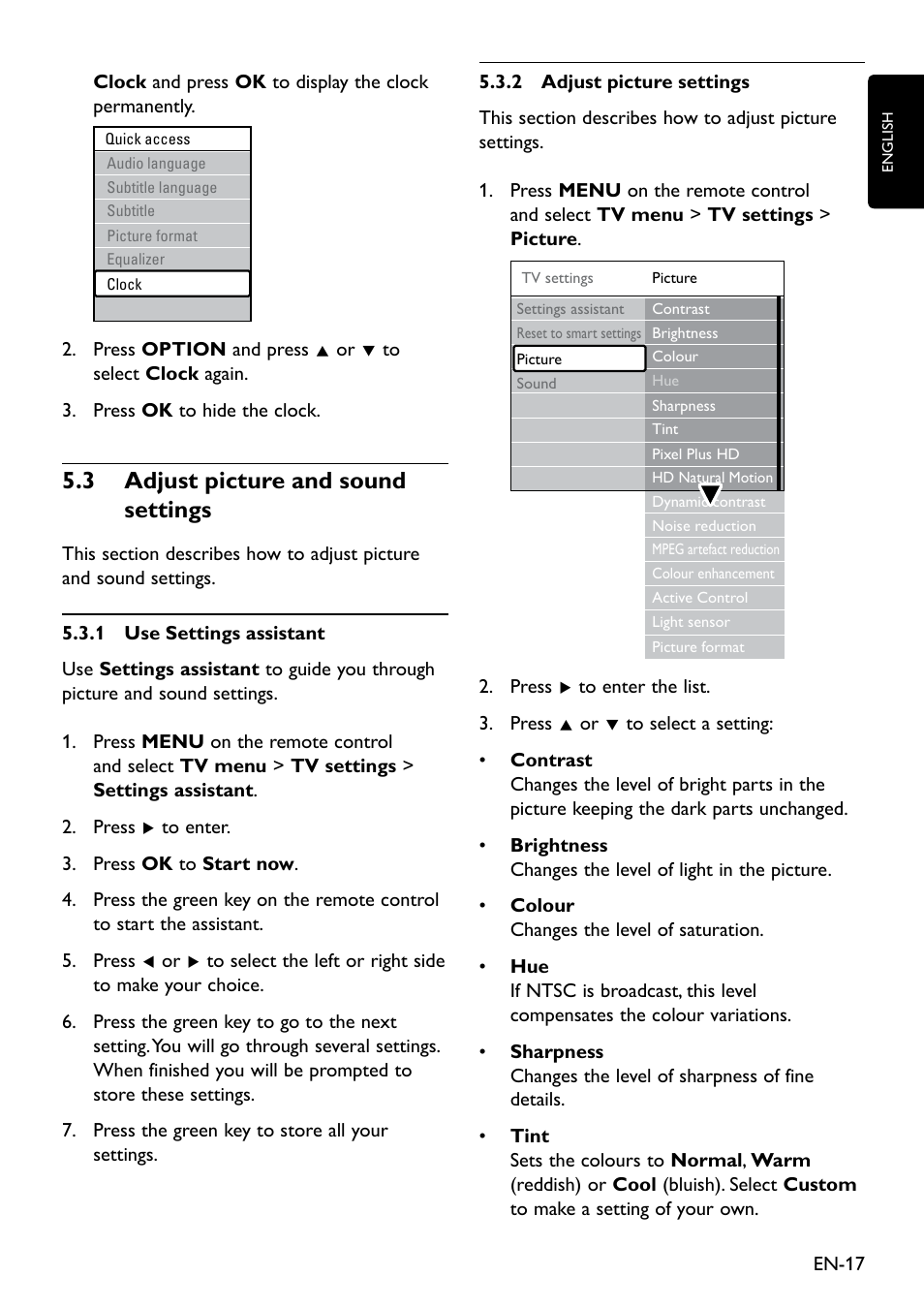 3 adjust picture and sound settings, 3 adjust picture and sound settings, 5�3 adjust picture and sound settings | Philips Remote Starter User Manual | Page 19 / 56