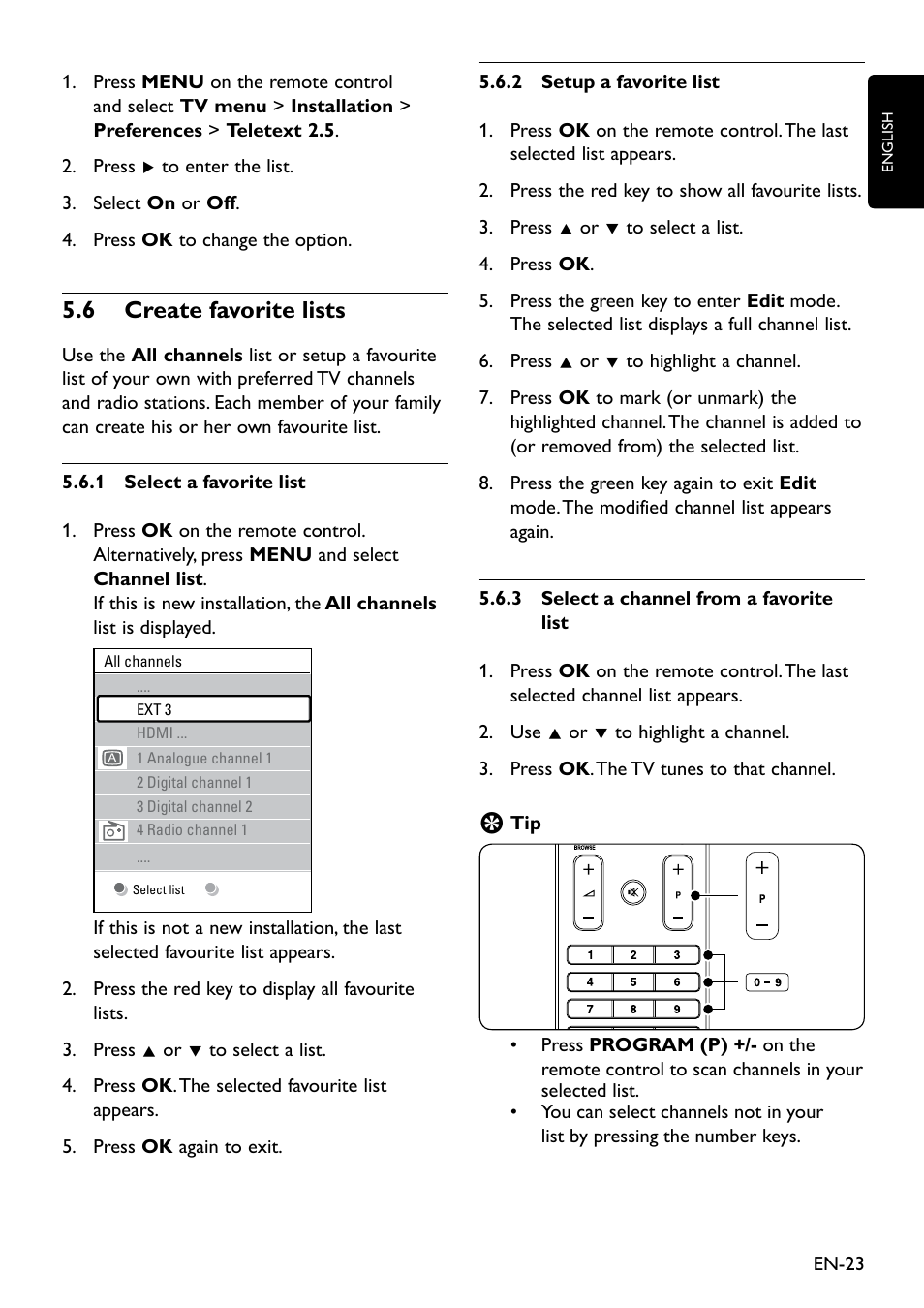 6 create favorite lists, 5�6 create favorite lists | Philips Remote Starter User Manual | Page 25 / 56