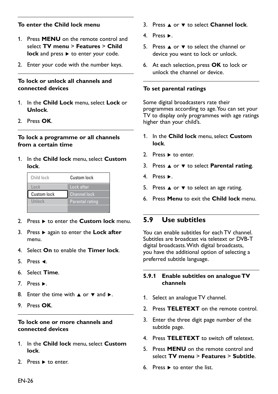 9 use subtitles, 5�9 use subtitles | Philips Remote Starter User Manual | Page 28 / 56