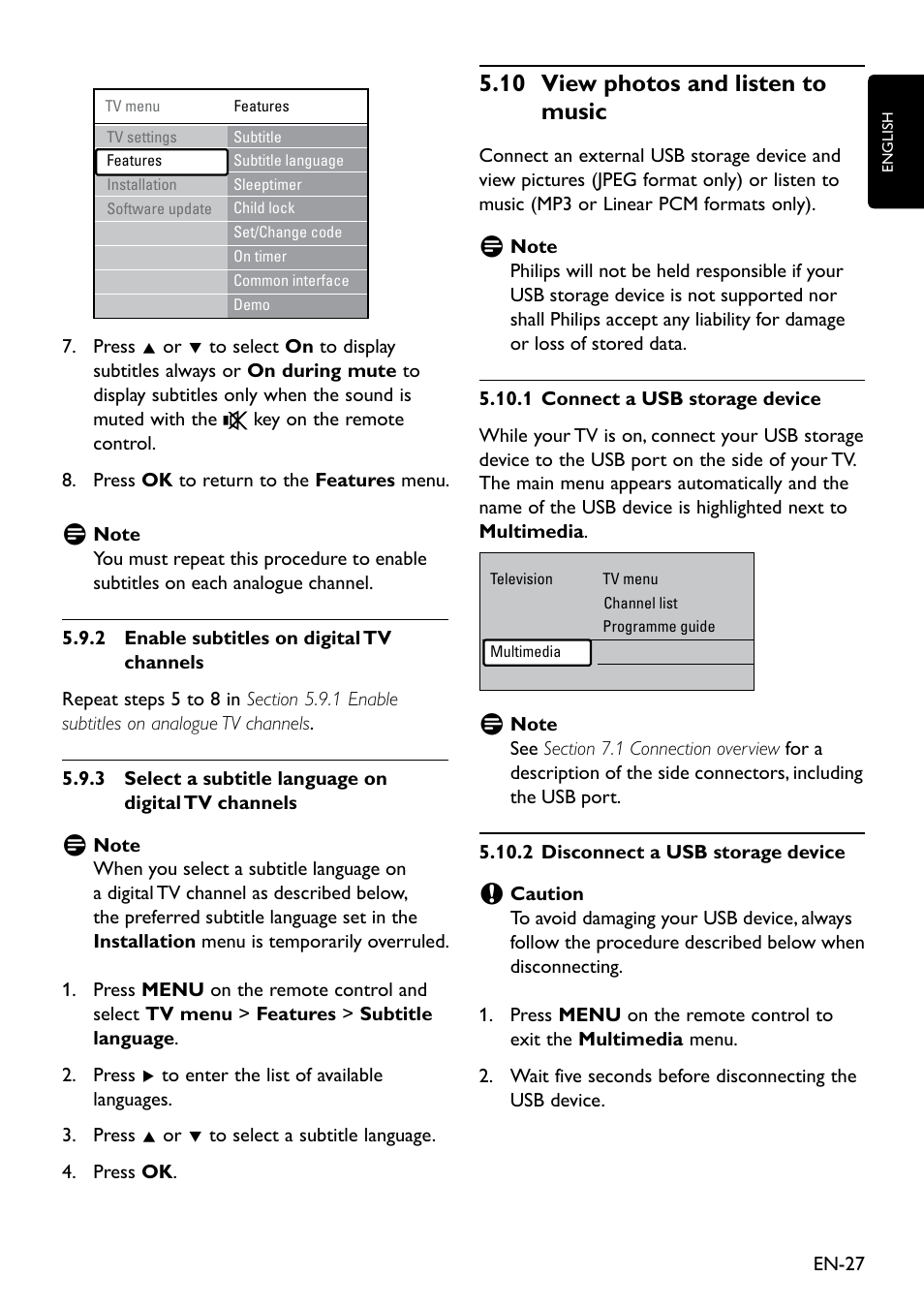 10 view photos and listen to music, 10 view photos and listen to music, 5�10 view photos and listen to music | Philips Remote Starter User Manual | Page 29 / 56