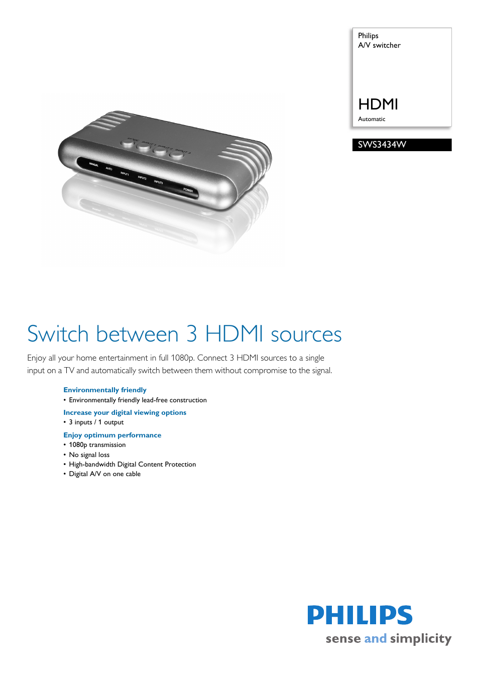 Philips SWS3434W User Manual | 2 pages