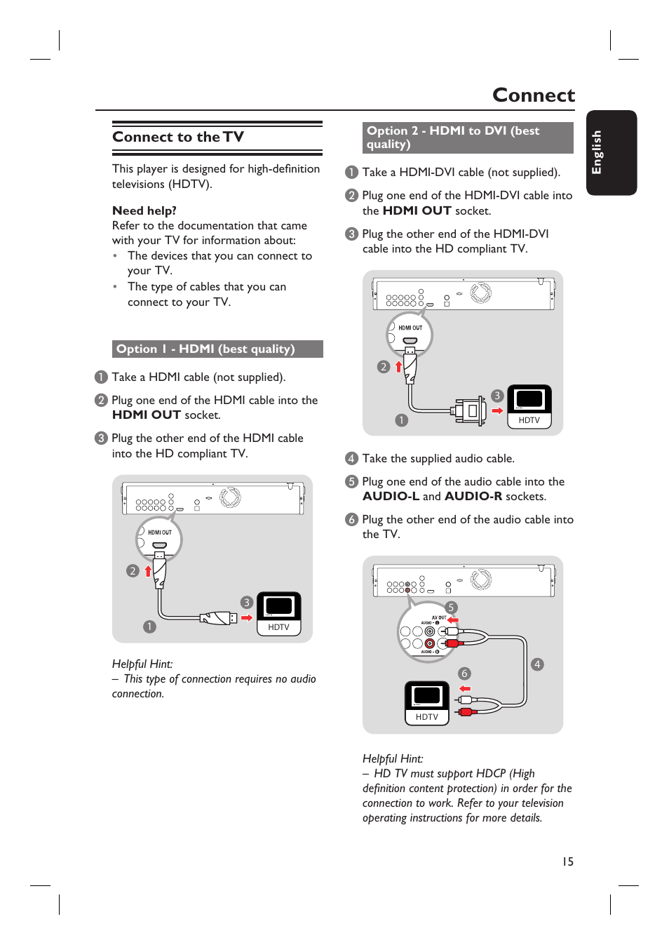 Connect, Connect to the tv | Philips BDP7100 User Manual | Page 15 / 40