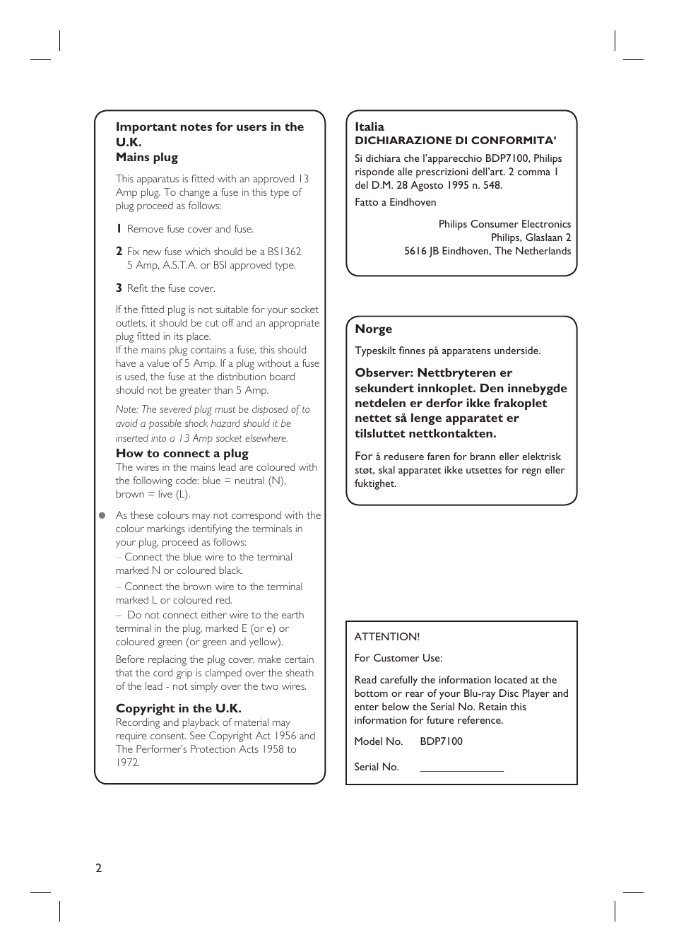 Philips BDP7100 User Manual | Page 2 / 40