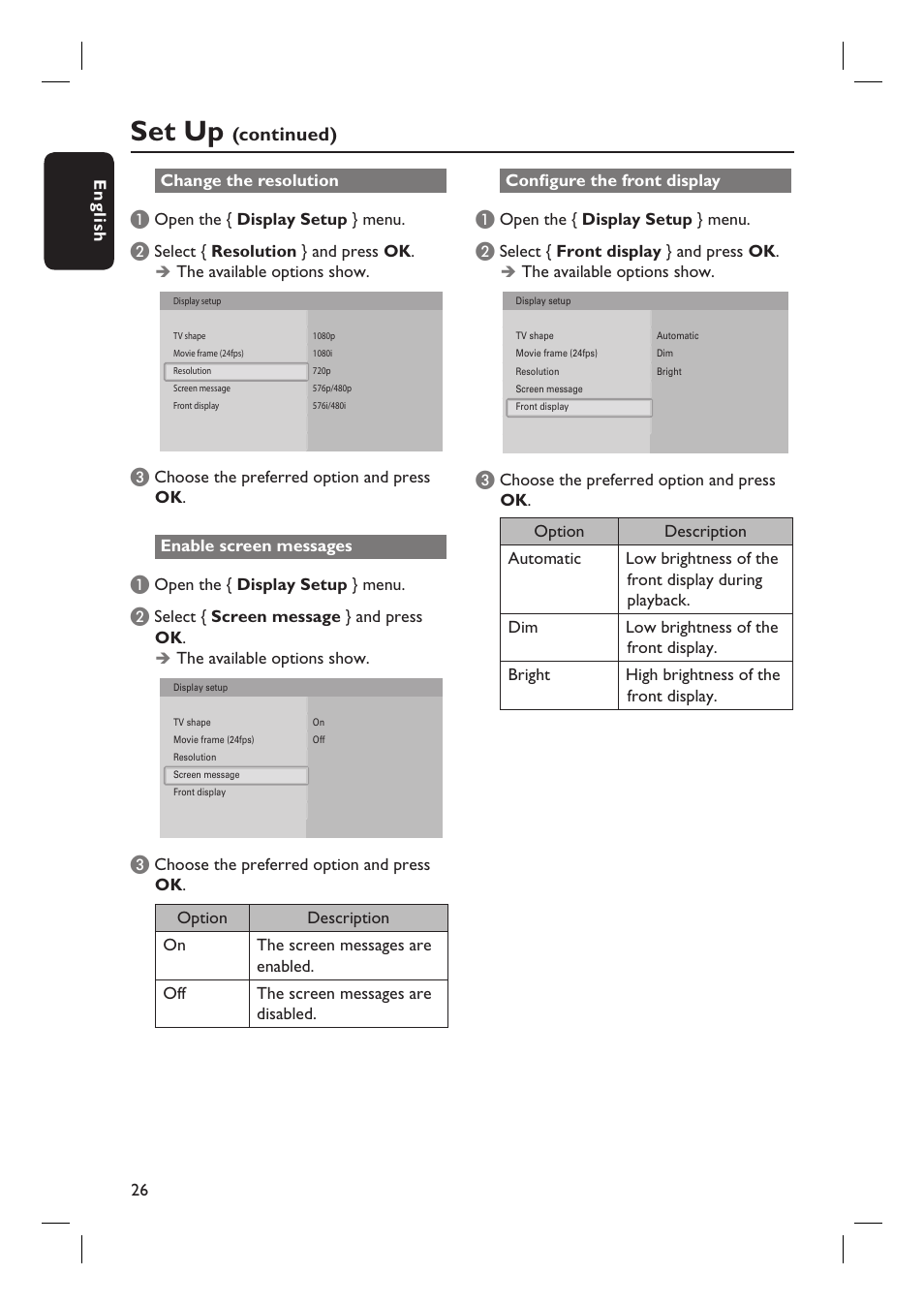 Set up, Continued) | Philips BDP7100 User Manual | Page 26 / 40