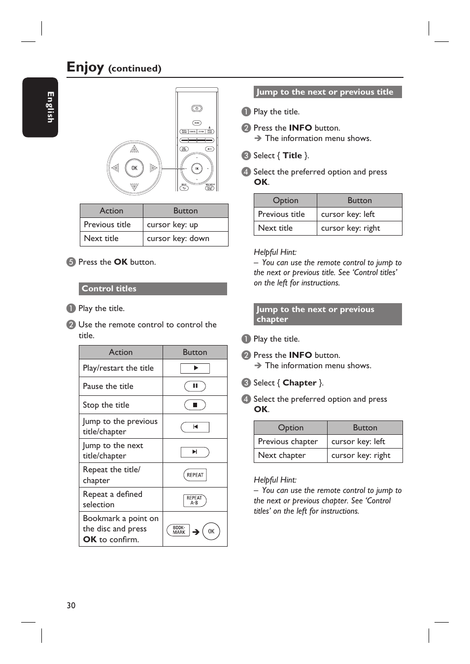 Enjoy | Philips BDP7100 User Manual | Page 30 / 40