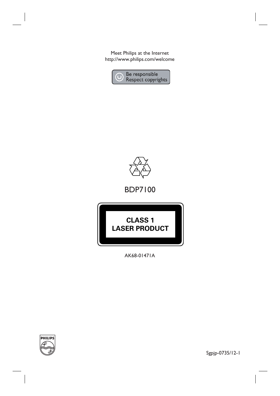 Bdp7100 | Philips BDP7100 User Manual | Page 40 / 40