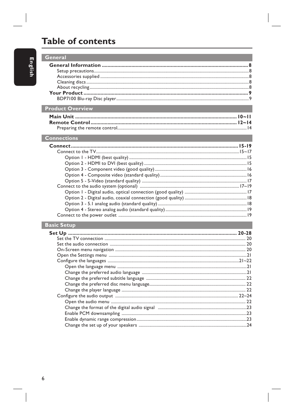 Philips BDP7100 User Manual | Page 6 / 40