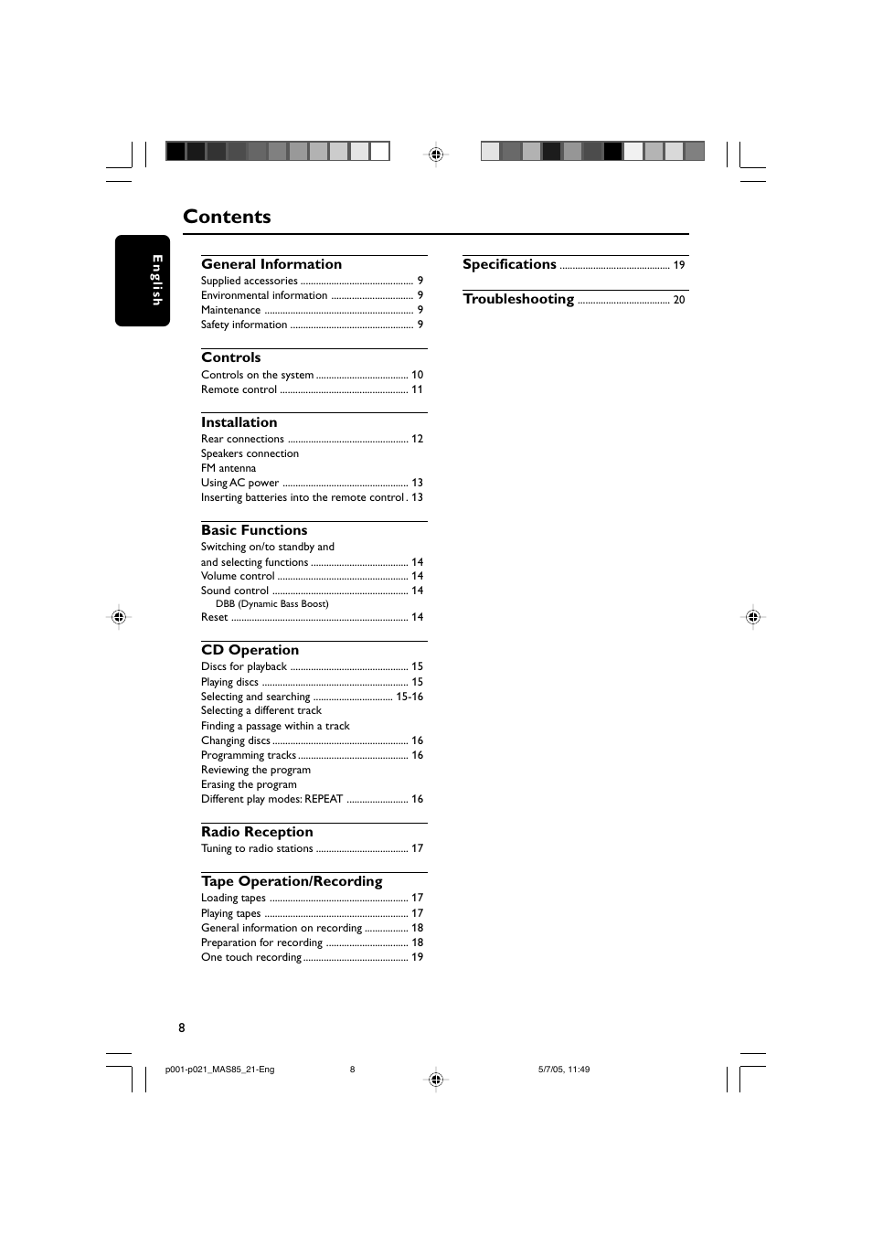 Philips MAS85 User Manual | Page 8 / 21