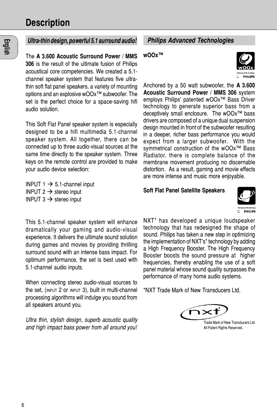 Description | Philips MMS 306/A User Manual | Page 6 / 10