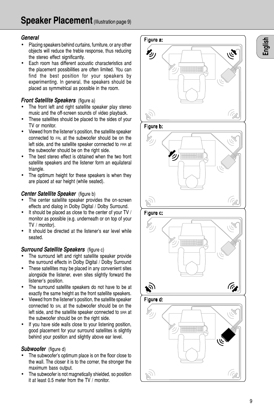 Speaker placement | Philips MMS 306/A User Manual | Page 9 / 10