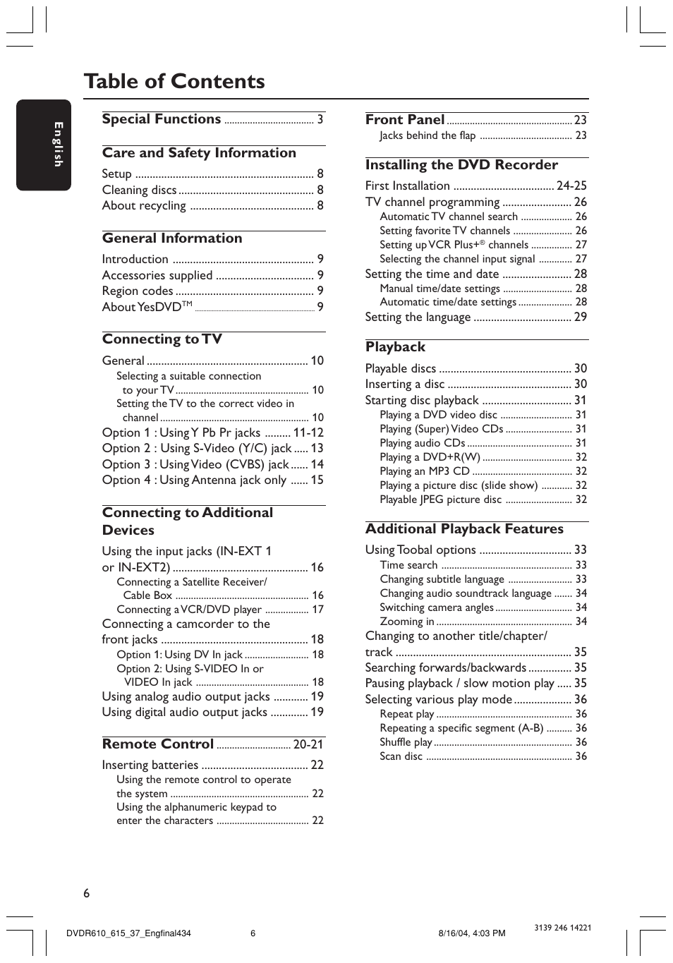 Philips DVDR615 User Manual | Page 6 / 74