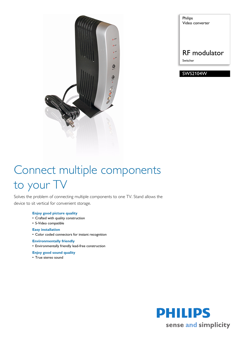 Philips SWS2104W User Manual | 2 pages