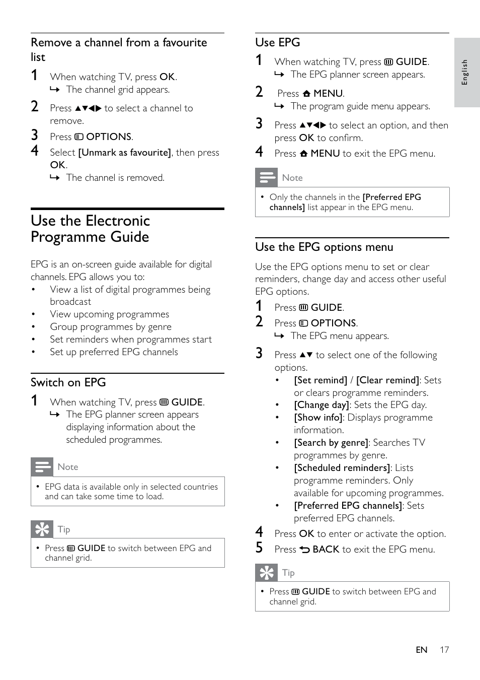 Use the electronic programme guide | Philips 19PFL3405H/12 User Manual | Page 19 / 49