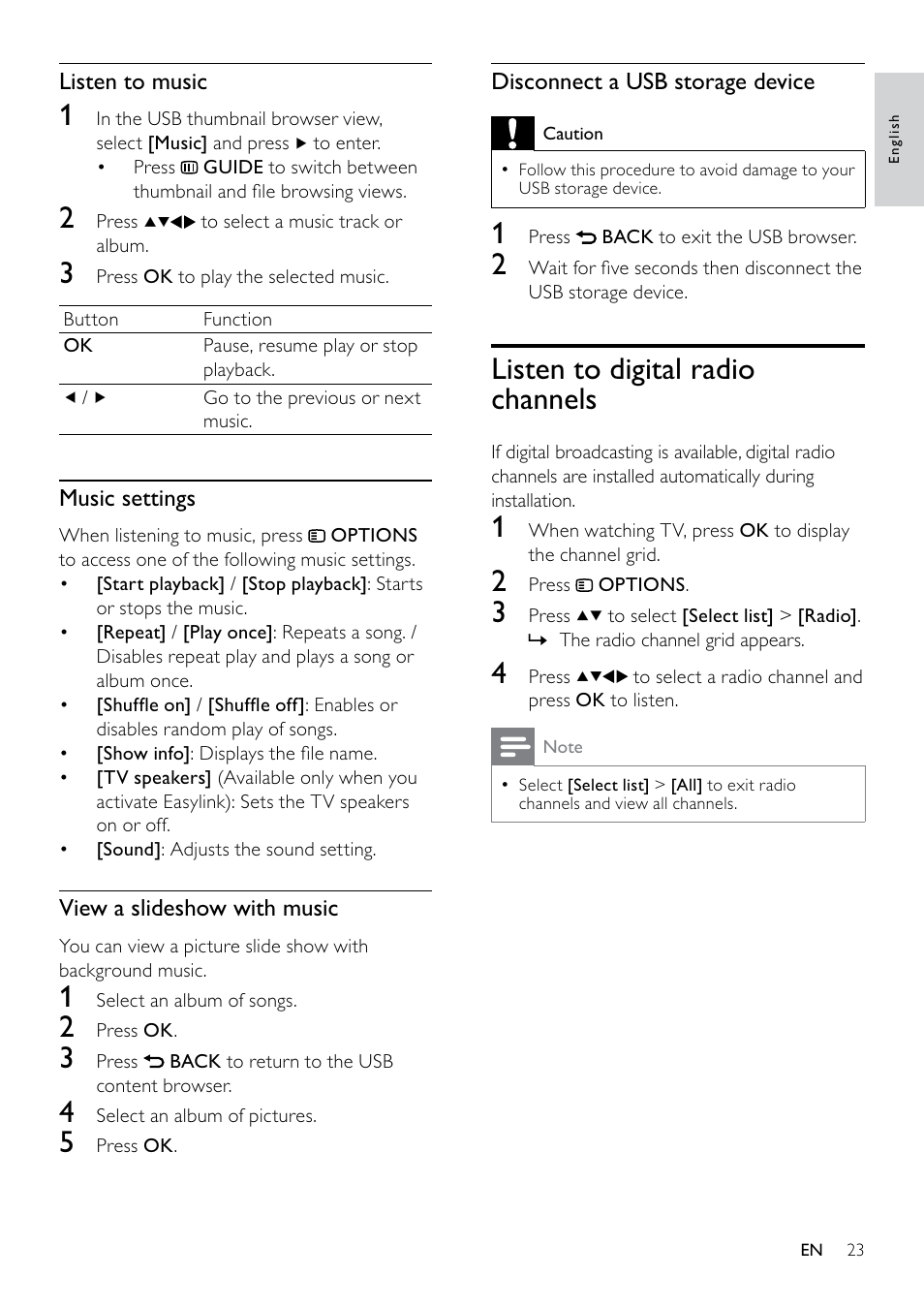 Listen to digital radio channels | Philips 19PFL3405H/12 User Manual | Page 25 / 49