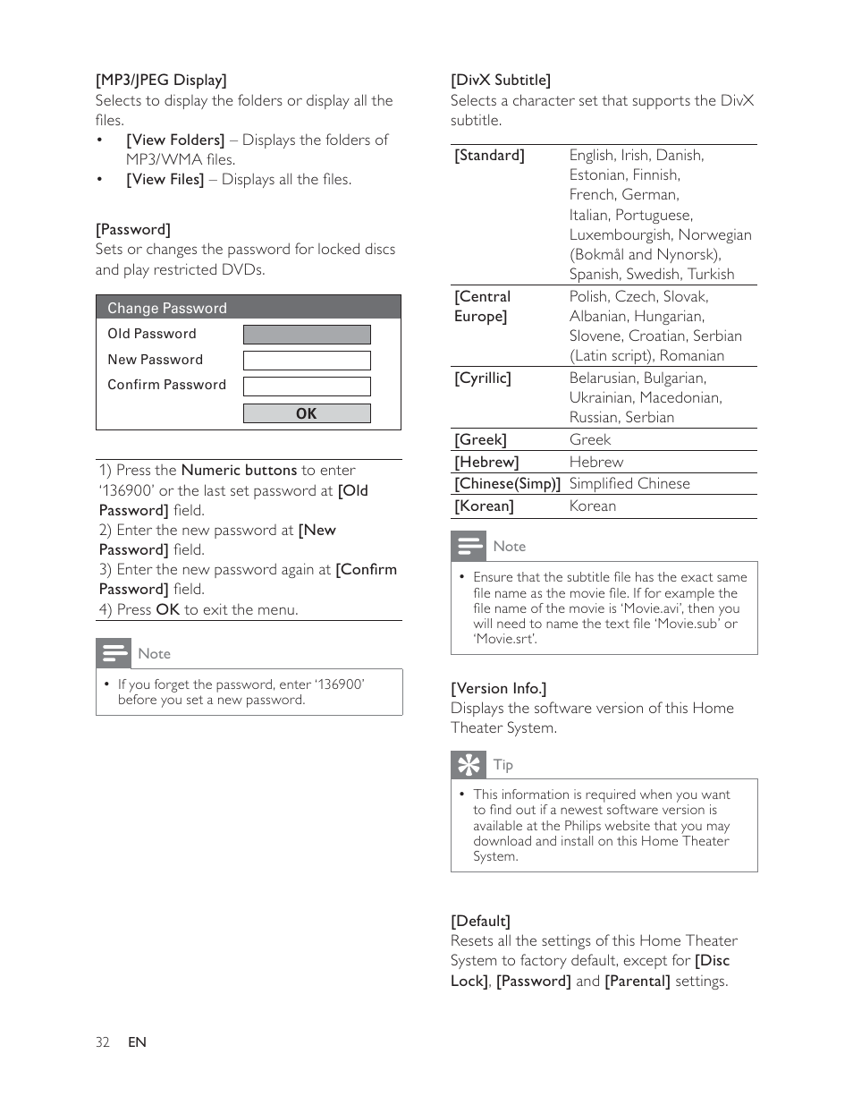 Philips HTS3181 User Manual | Page 32 / 38