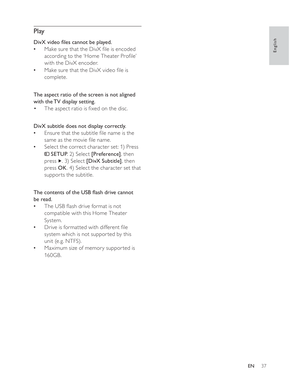 Play | Philips HTS3181 User Manual | Page 37 / 38