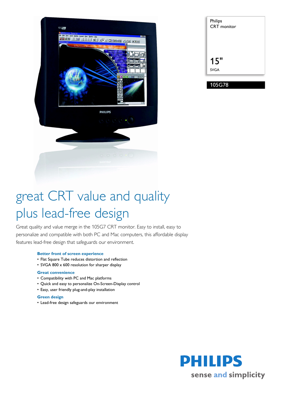 Philips 105G78 User Manual | 2 pages