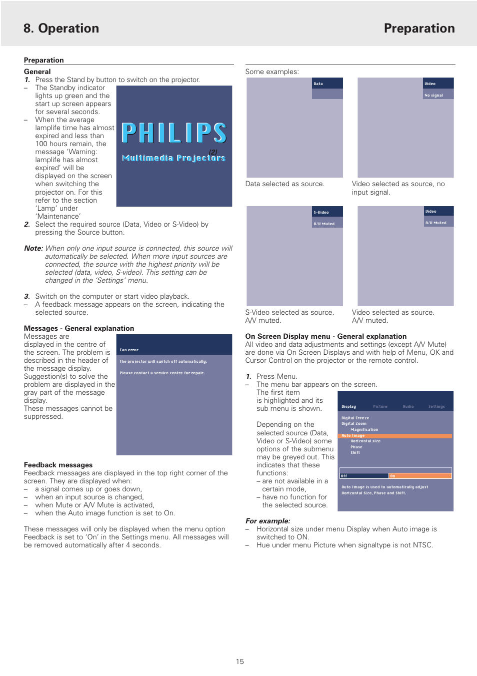 Operation, Preparation, Philips | Philips cSmart Series User Manual | Page 15 / 23