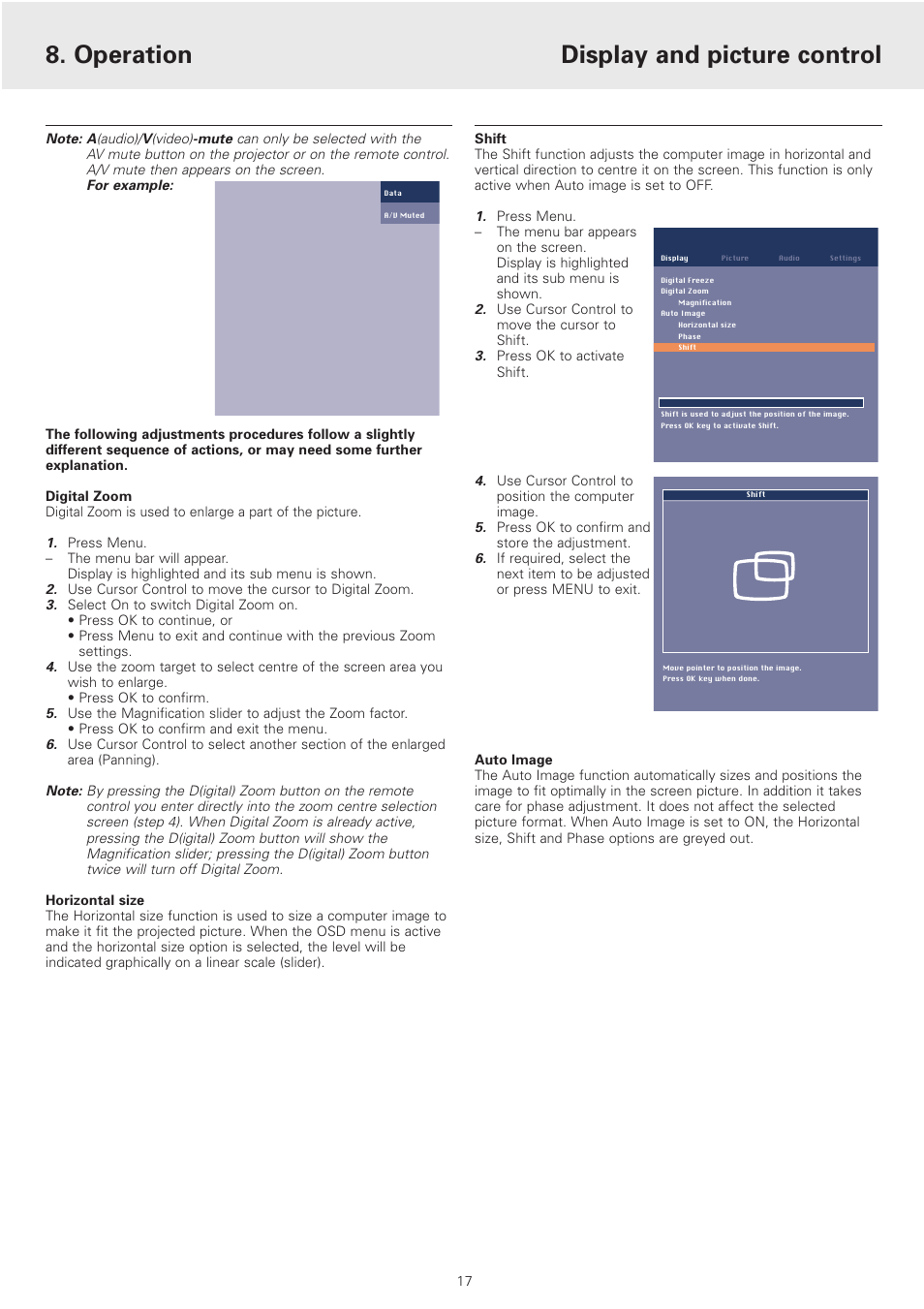 Operation display and picture control | Philips cSmart Series User Manual | Page 17 / 23