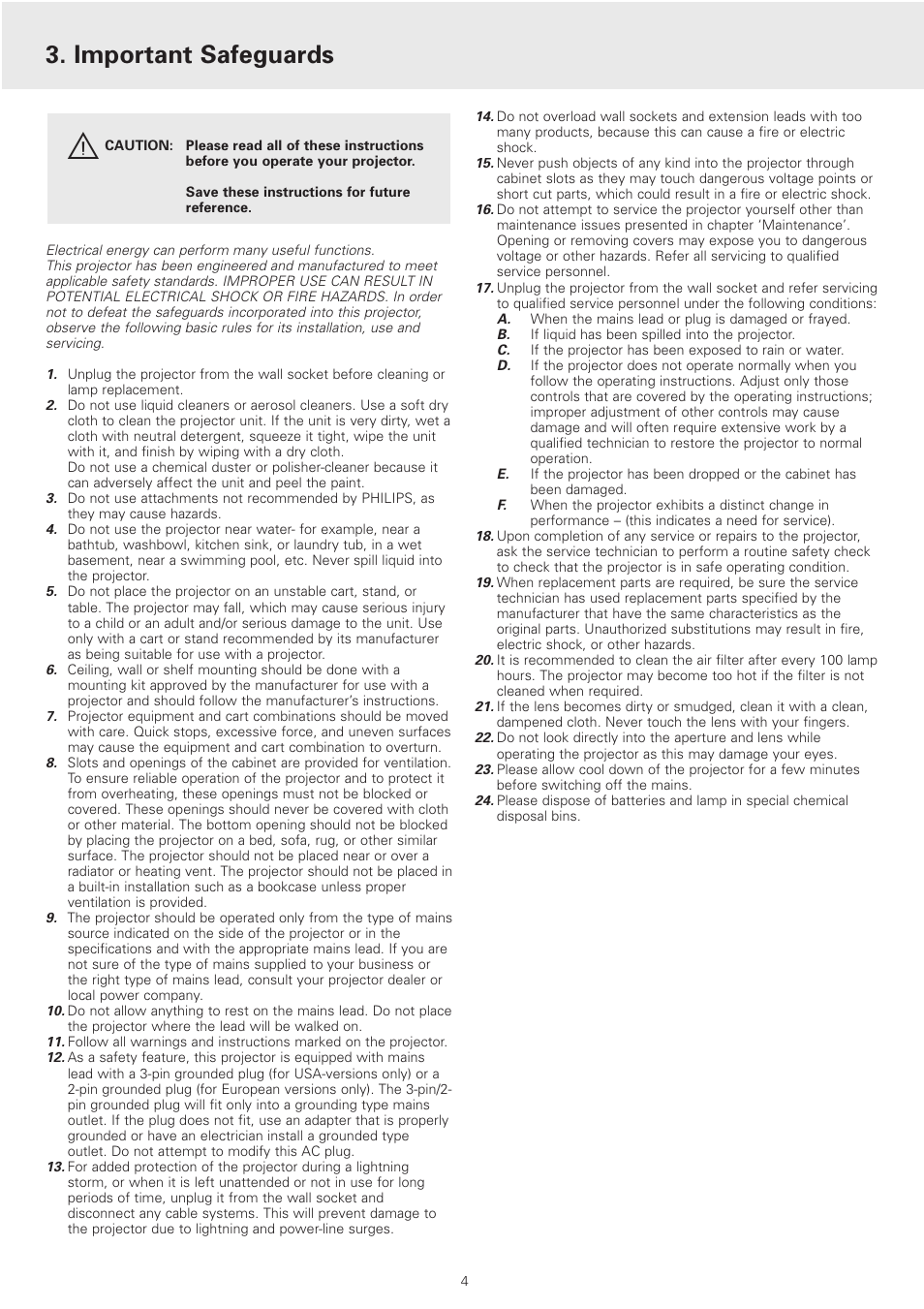 Important safeguards | Philips cSmart Series User Manual | Page 4 / 23