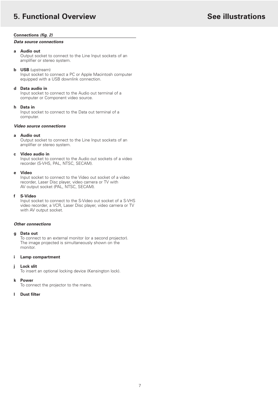 Connections fig. 2, Functional overview, See illustrations | Philips cSmart Series User Manual | Page 7 / 23