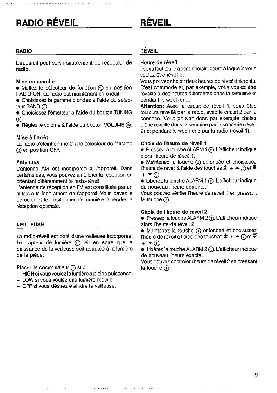 Radio reveil, Radio reveil reveil | Philips AJ3602 User Manual | Page 5 / 10