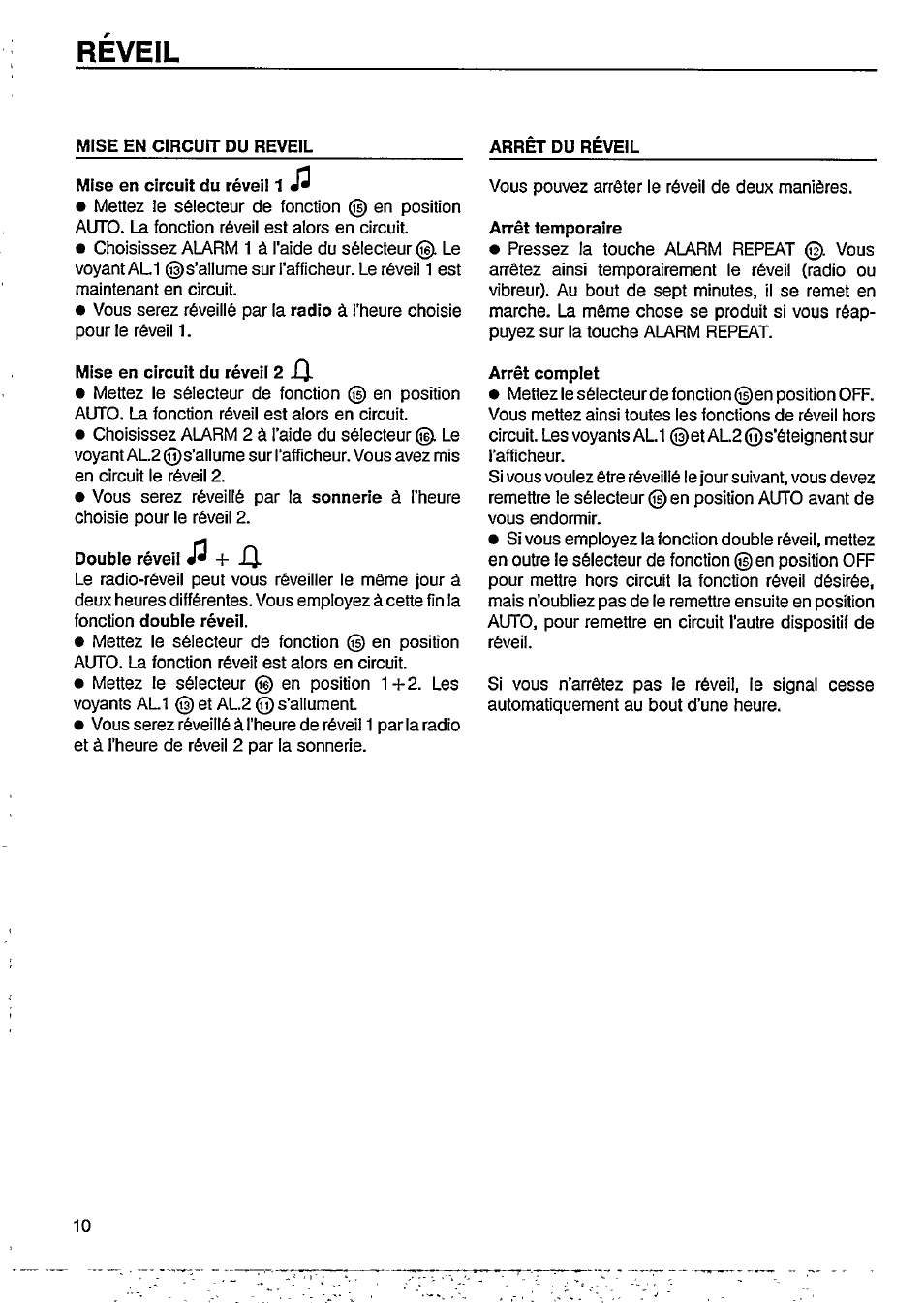 Reveil | Philips AJ3602 User Manual | Page 6 / 10