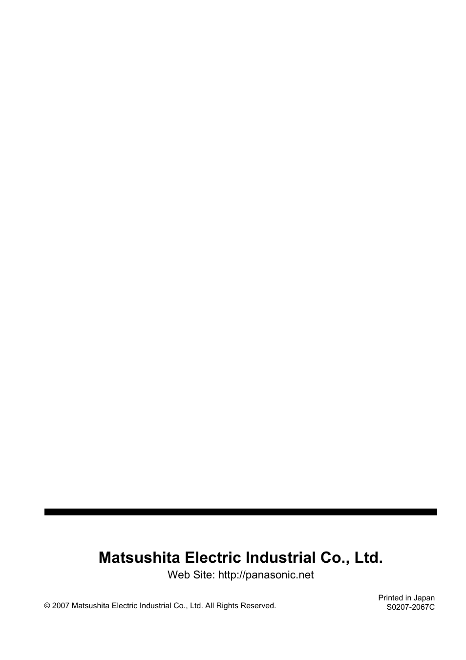 Back cover, Matsushita electric industrial co., ltd | Philips PT-F100NTE User Manual | Page 56 / 56