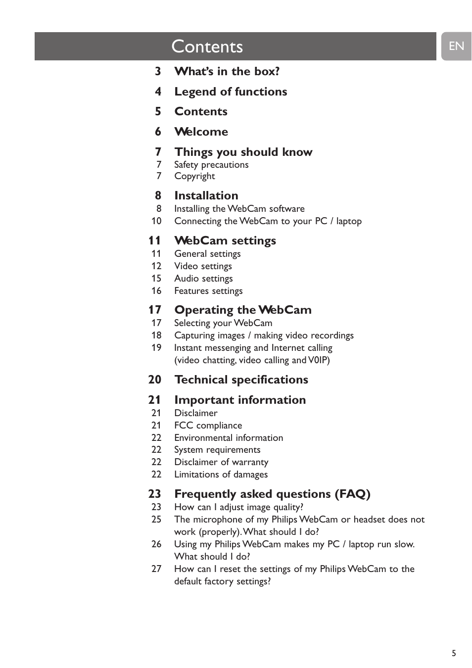 Philips SPC530NC User Manual | Page 5 / 28