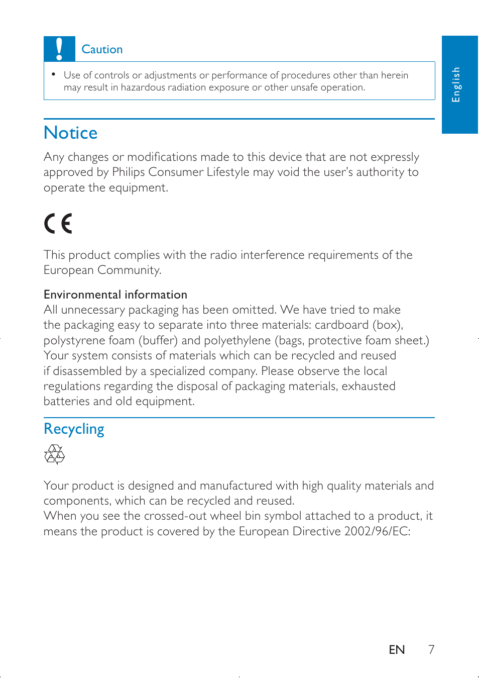 Notice | Philips PD9000/12 User Manual | Page 7 / 22