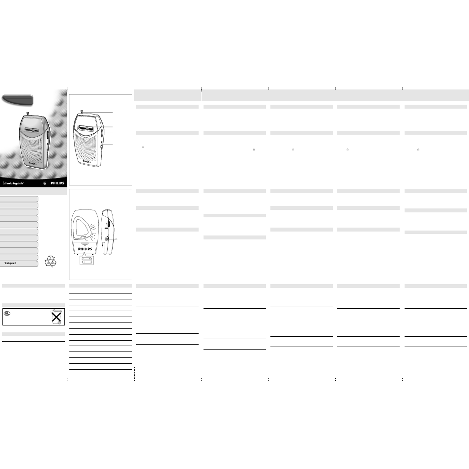 Vol off power | Philips AE1506AE1506 User Manual | Page 7 / 8