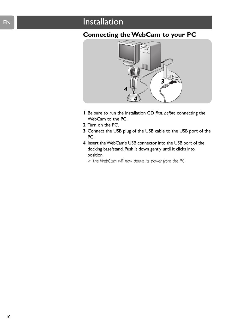 Installation | Philips SPC650NC User Manual | Page 10 / 22