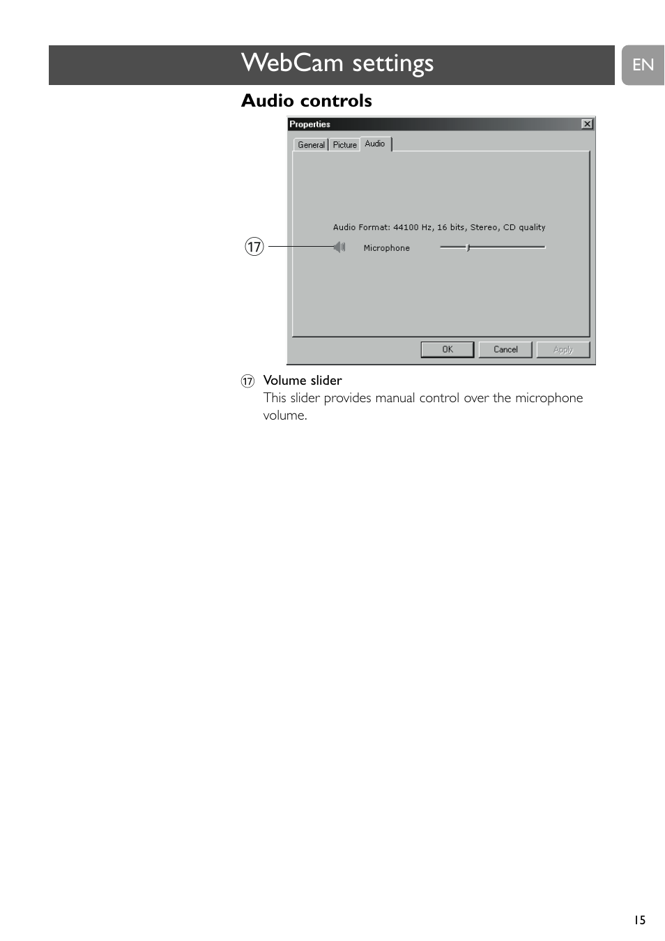 Webcam settings | Philips SPC650NC User Manual | Page 15 / 22