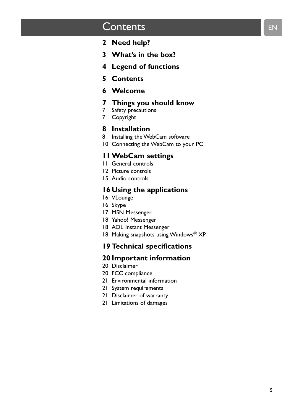 Philips SPC650NC User Manual | Page 5 / 22