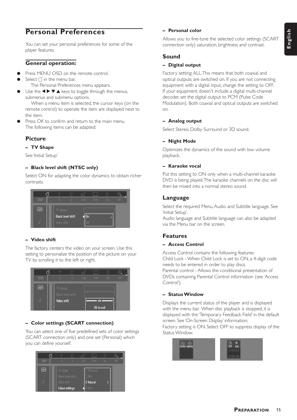 Personal preferences | Philips DVD756/052 User Manual | Page 15 / 24