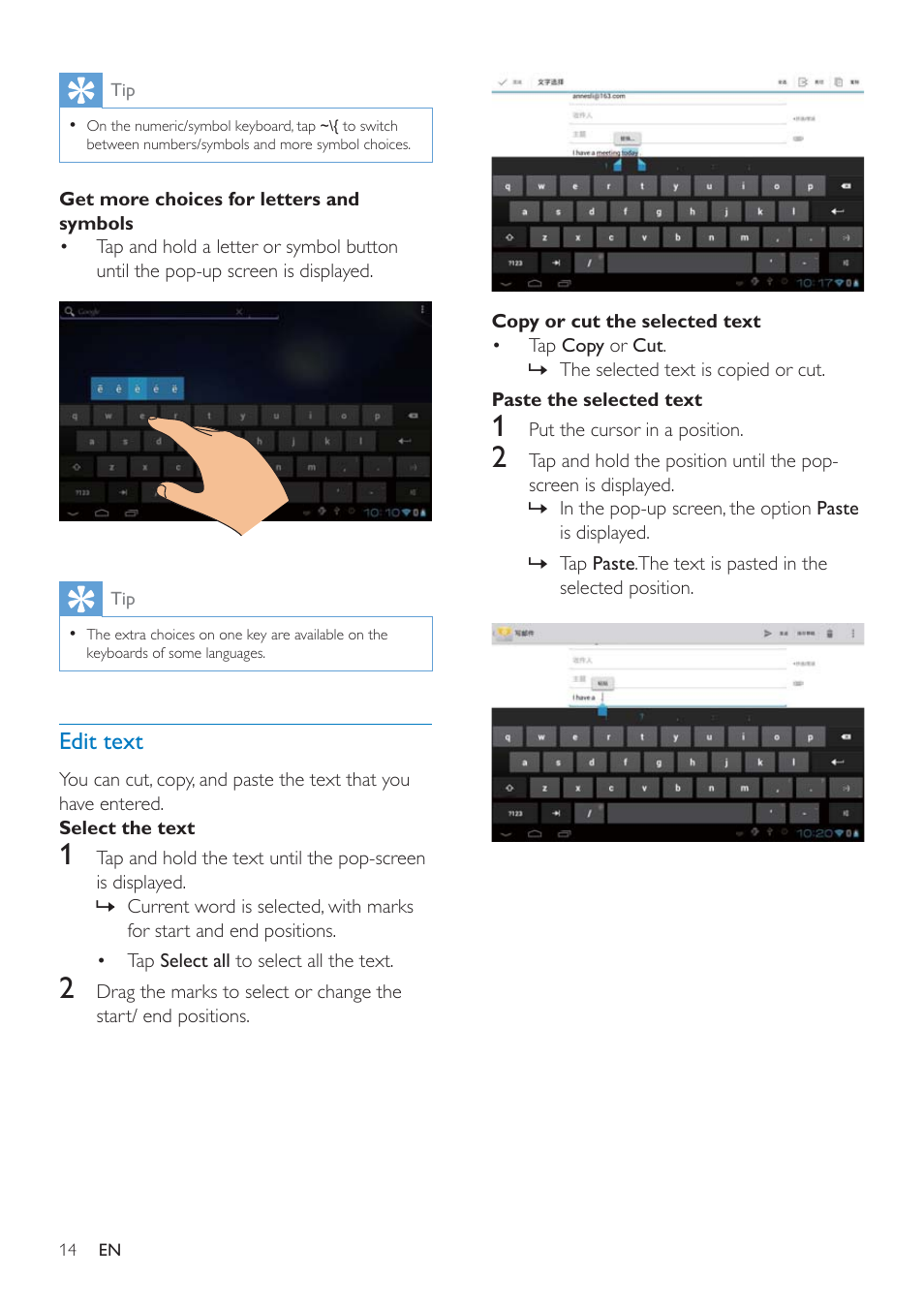 Edit text | Philips PI3000/93 User Manual | Page 16 / 48