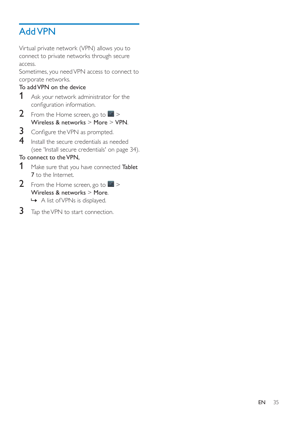 Add vpn | Philips PI3000/93 User Manual | Page 37 / 48