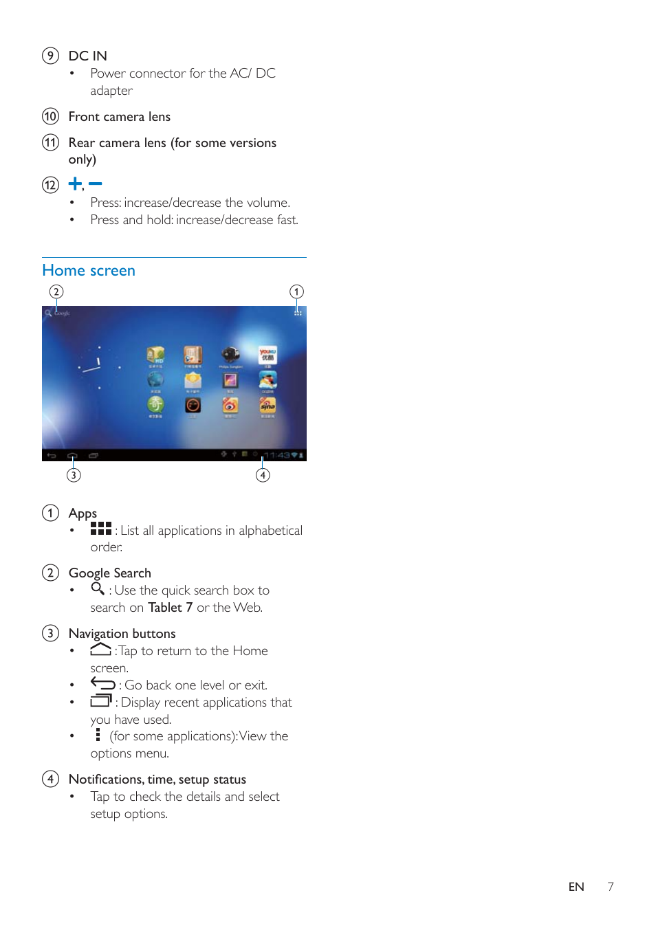 Home screen | Philips PI3000/93 User Manual | Page 9 / 48