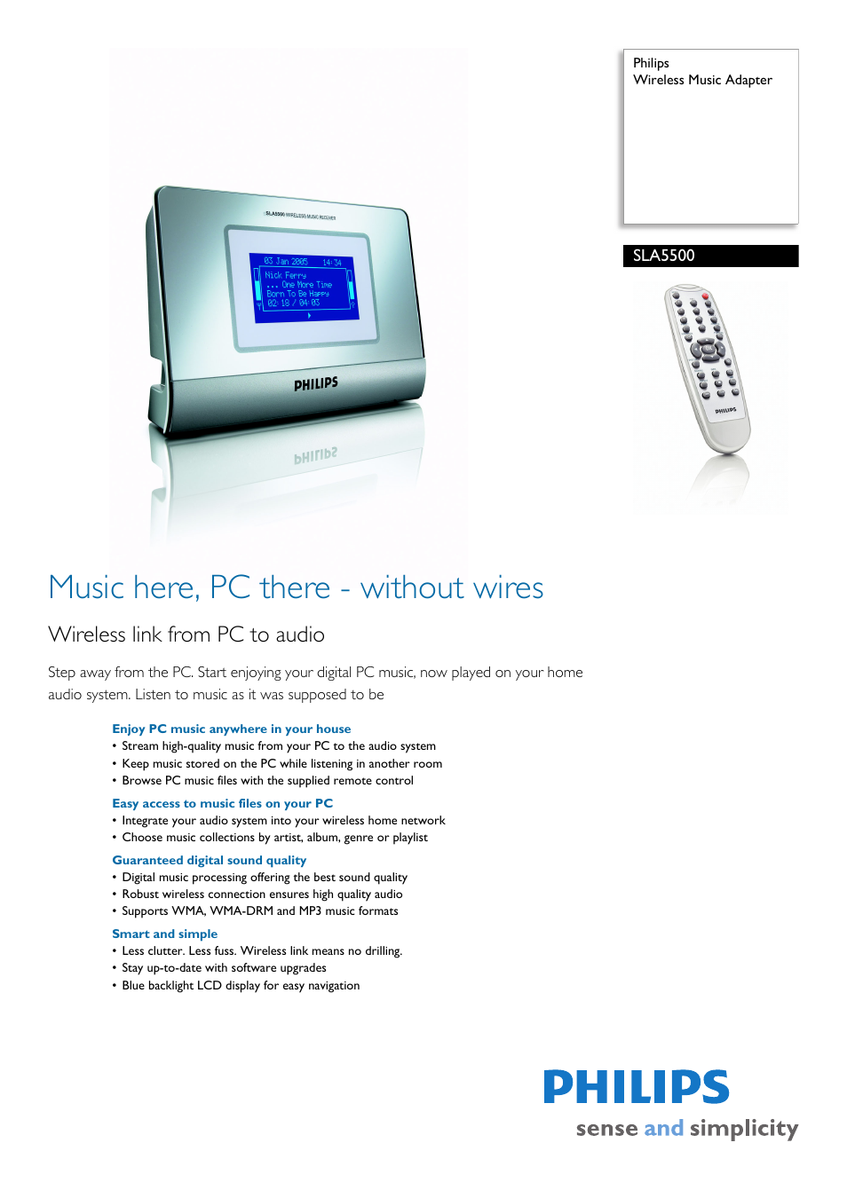 Philips SLA5500 User Manual | 2 pages