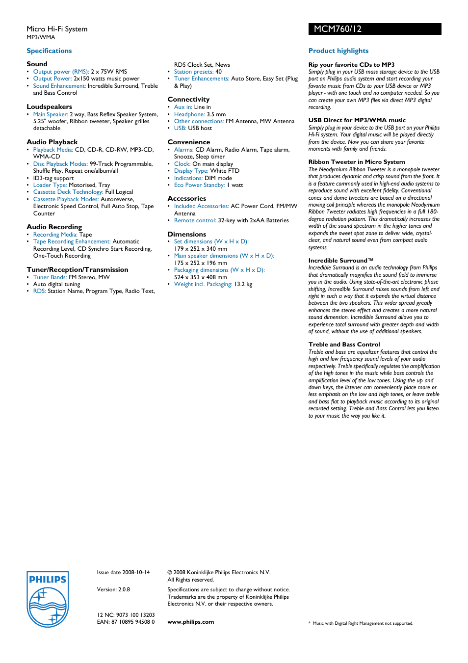 Philips MCM760/12 User Manual | Page 2 / 2