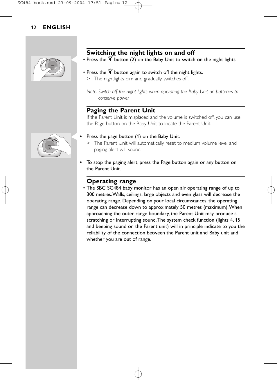 Philips SC484 DECTSBC User Manual | Page 12 / 17