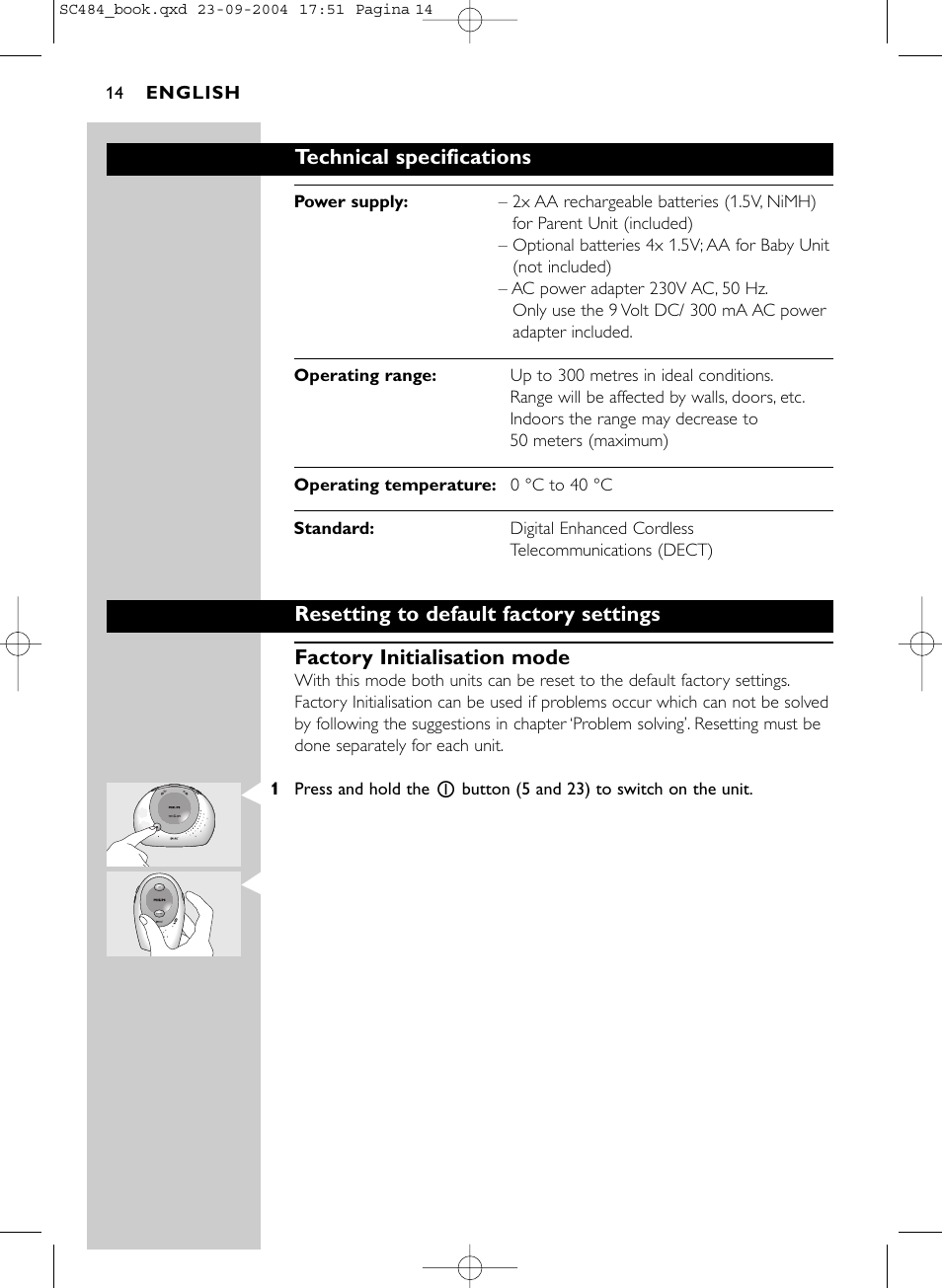 Philips SC484 DECTSBC User Manual | Page 14 / 17