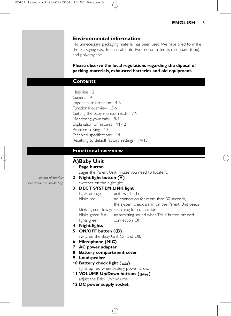 Philips SC484 DECTSBC User Manual | Page 5 / 17